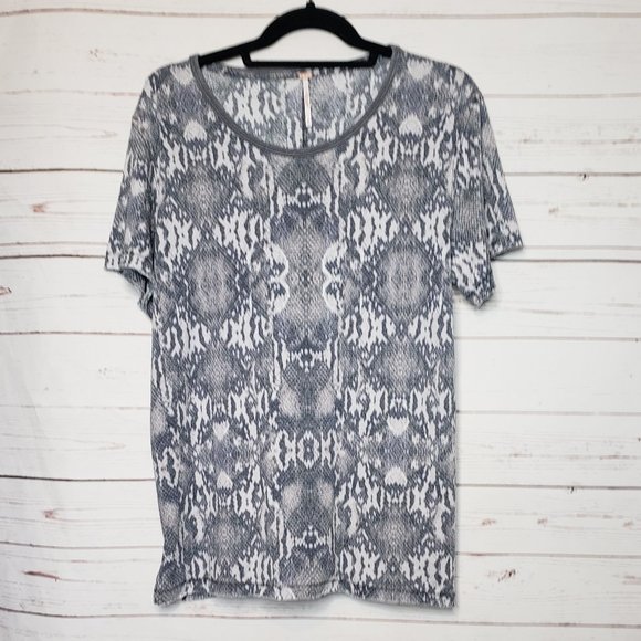 Free People Snakeskin Tourist Short Sleeve Tee - Picture 1 of 9